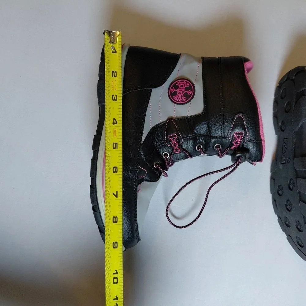 Totes Beaver Winter Snow Boots Girls Size 4 Black Pink Waterproof Lined EXC COND